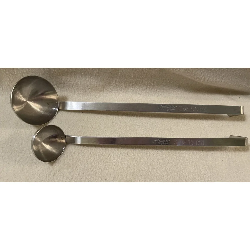 Alegacy 3744 Stainless Steel Set of 2 Ladles 2 oz & 1/2 oz Metal Kitchen Serving